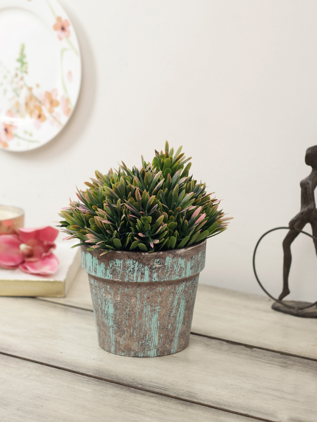 House Of Accessories Pink & Green Artificial Flower Plant With Pot
