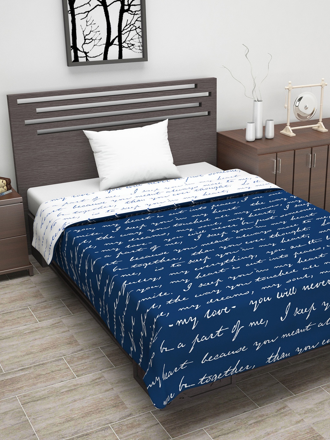 

Divine Casa Blue & White Abstract AC Room 110 GSM Single Bed Dohar