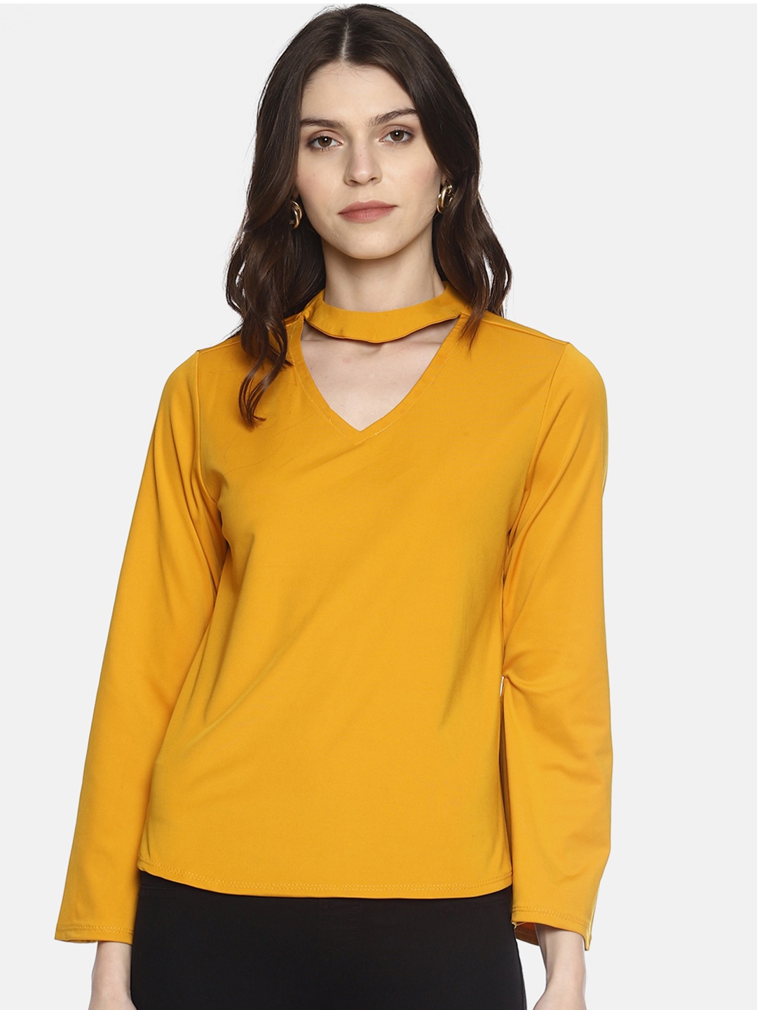 

AARA Women Yellow Solid Top