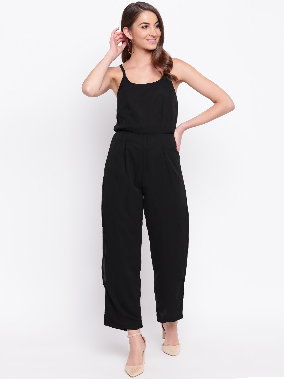 

Mayra Women Solid Culotte Jumpsuit,, Black