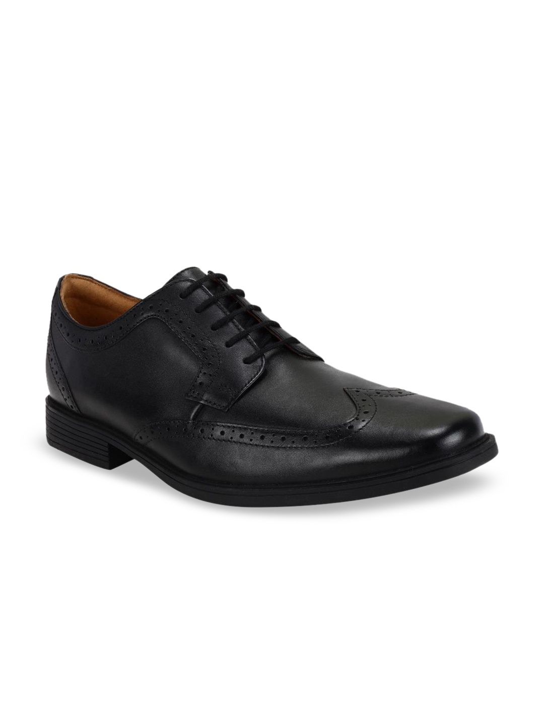 

Clarks Men Black Solid Leather Formal Brogues