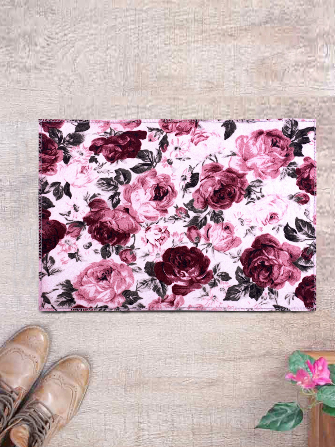 

ROMEE Pink & White Printed Anti-Skid Doormat