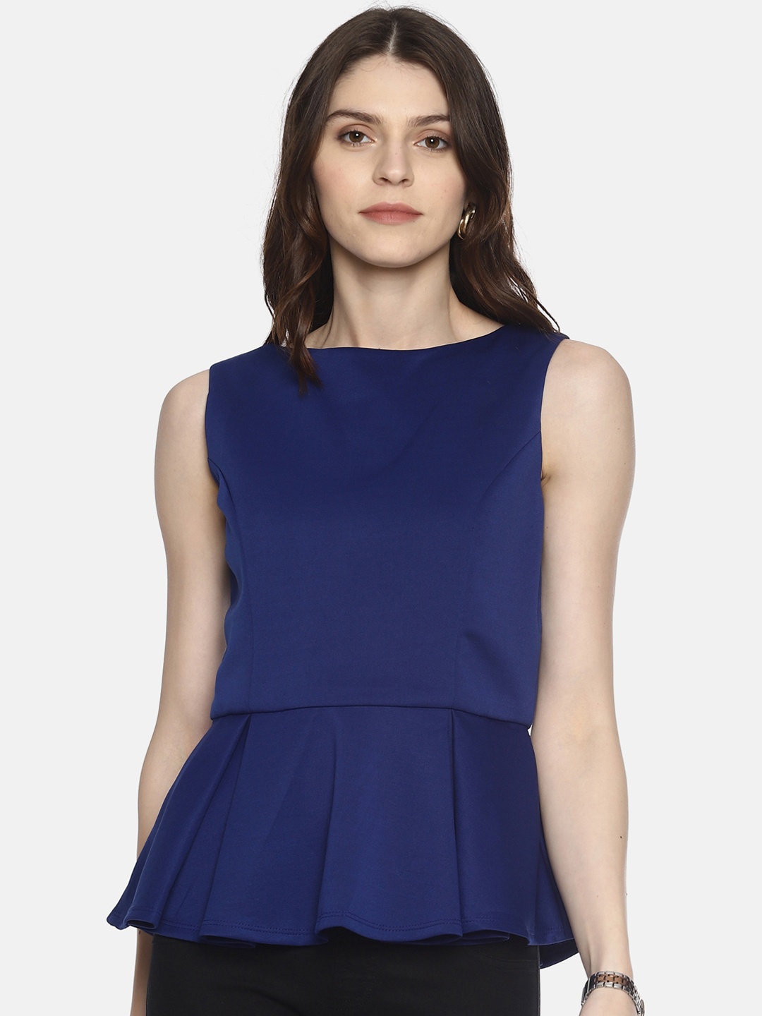 

AARA Women Blue Solid Peplum Top