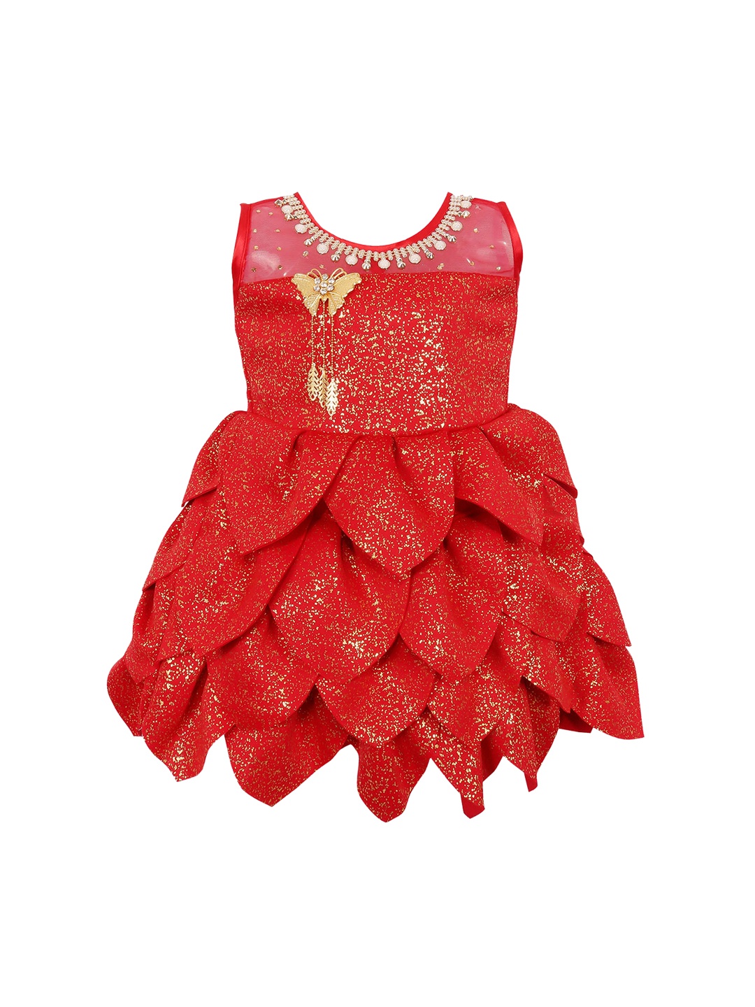 

Wish Karo Girls Red Printed Fit and Flare Dress