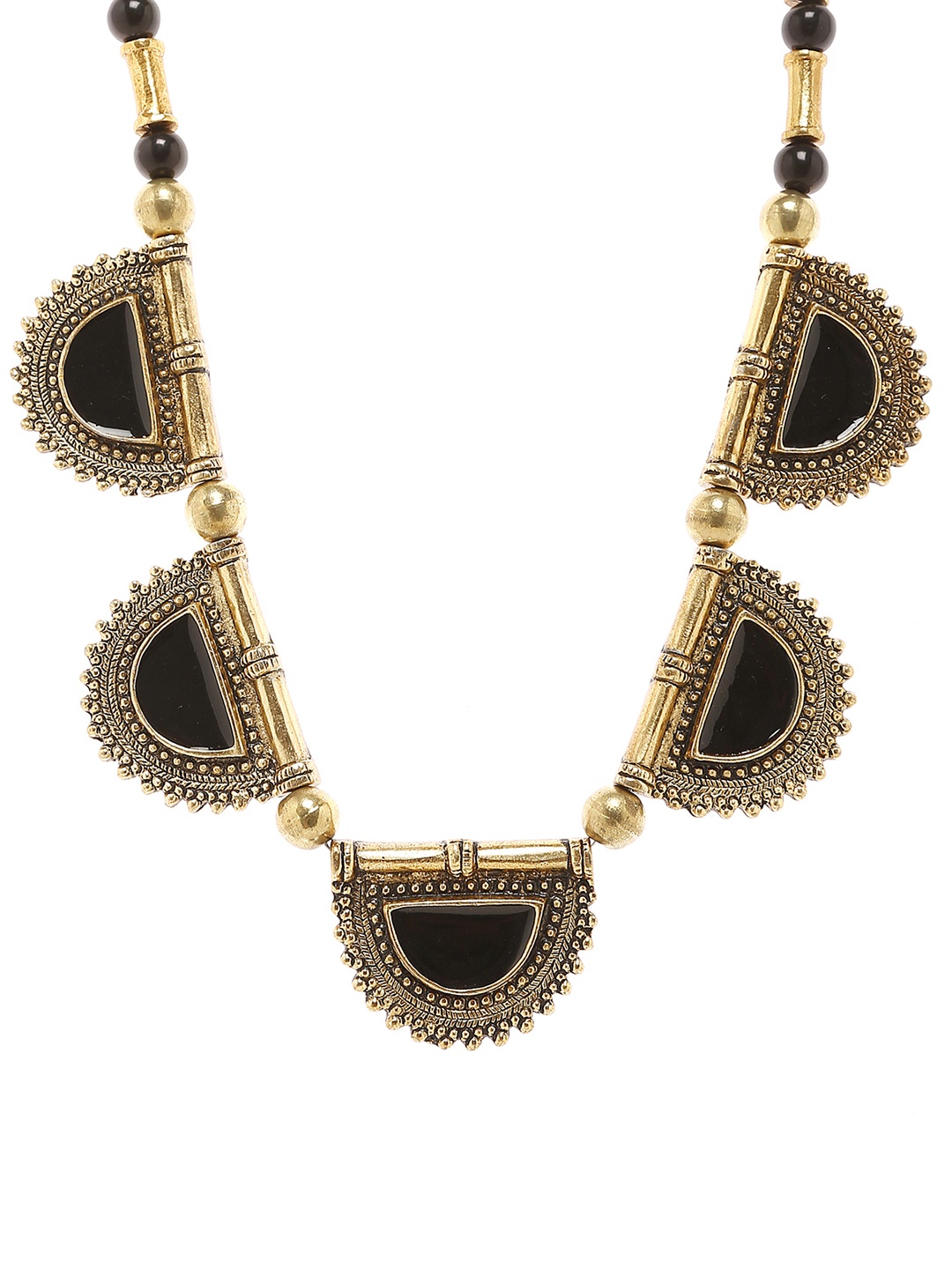 

Bamboo Tree Jewels Gold-Toned & Black Statement Necklace