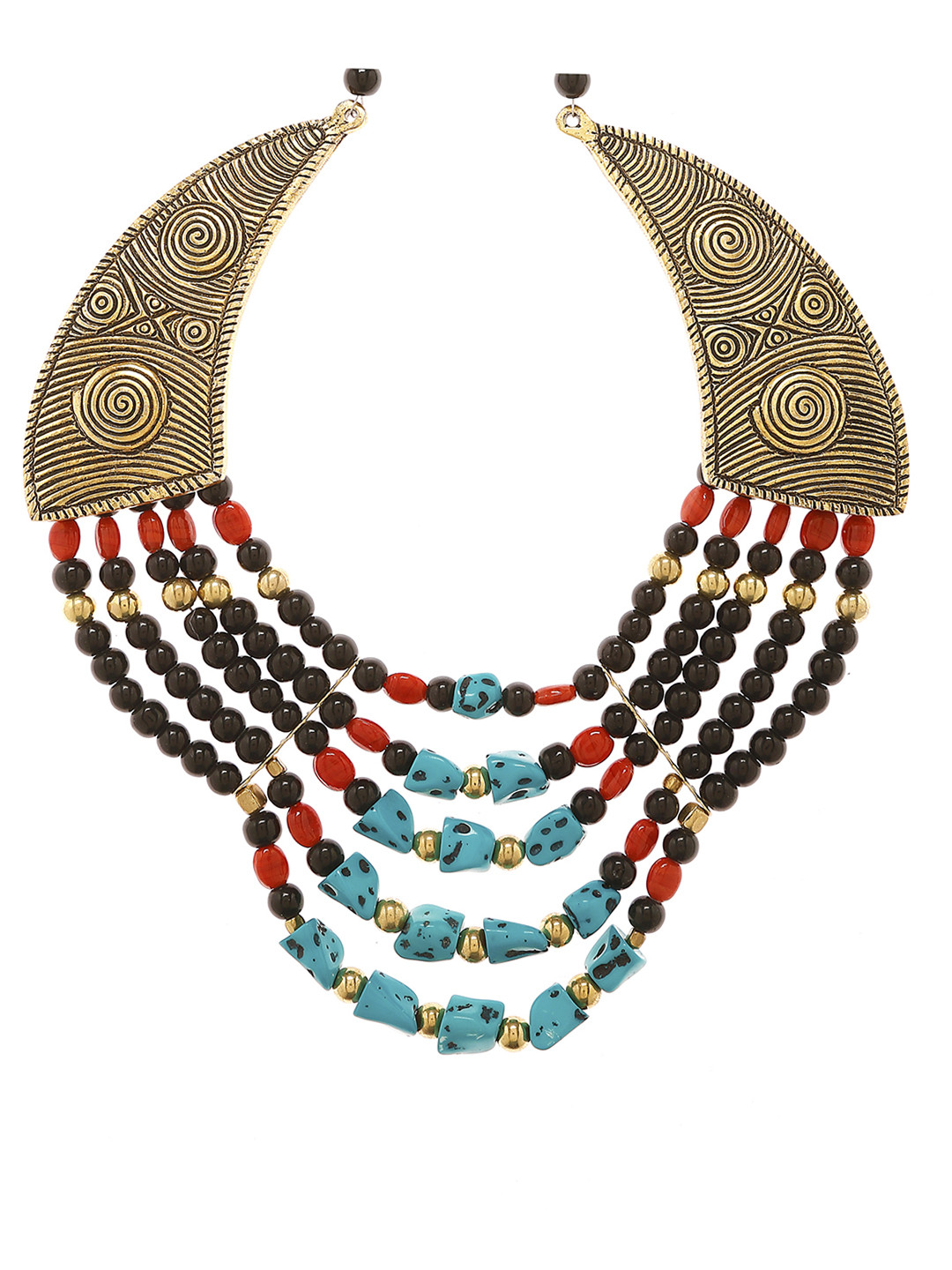 

Bamboo Tree Jewels Gold-Toned & Black Statement Necklace