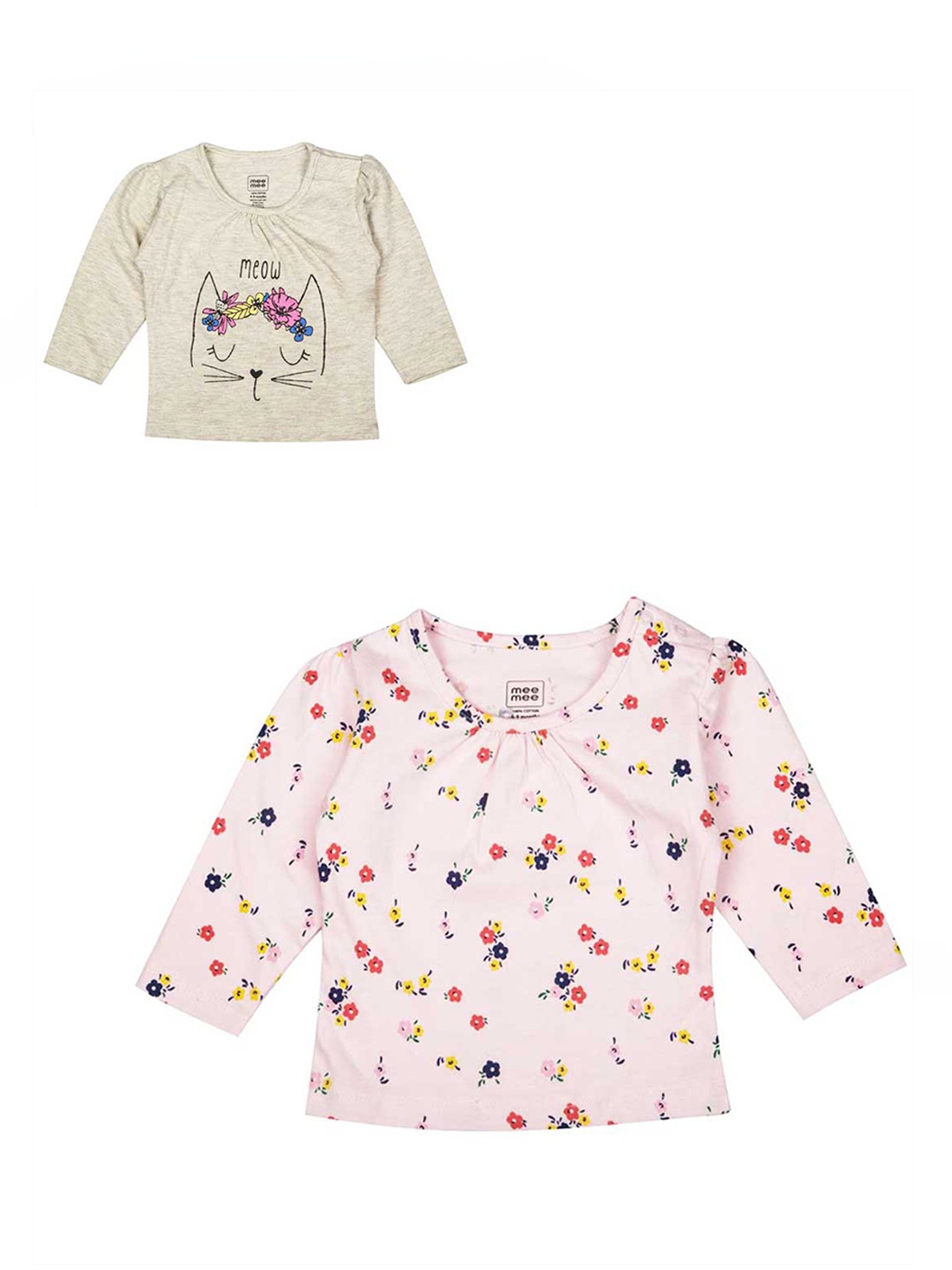 

MeeMee Girls Pack of 2 Printed Pure Cotton Top, Pink