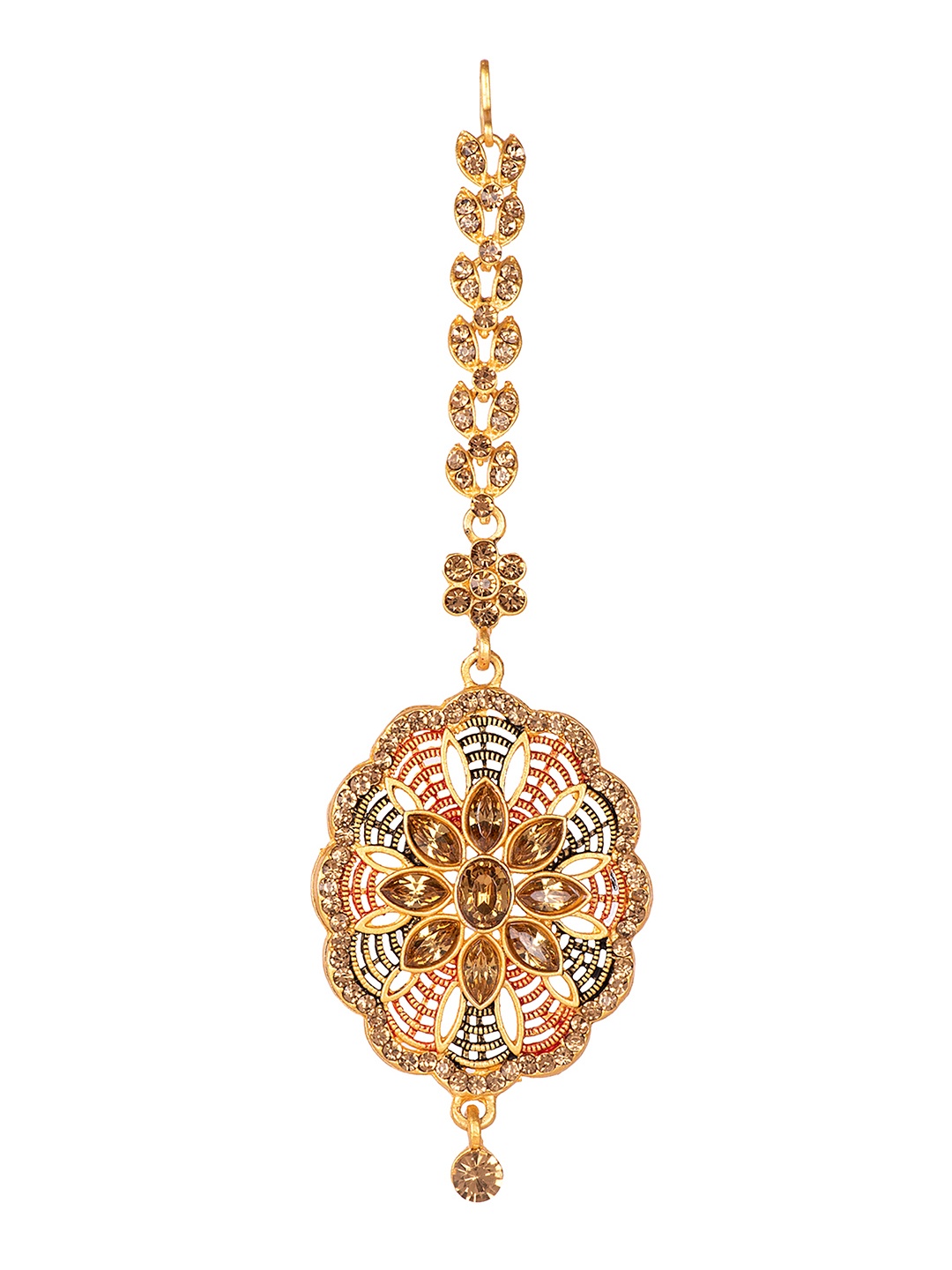 

ANIKAS CREATION Women Gold-Plated & Green Embellished Maang Tikka