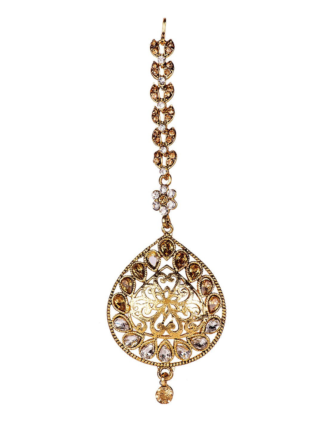 

ANIKAS CREATION Women Gold-Plated & White Kundan Embellished Maang Tikka
