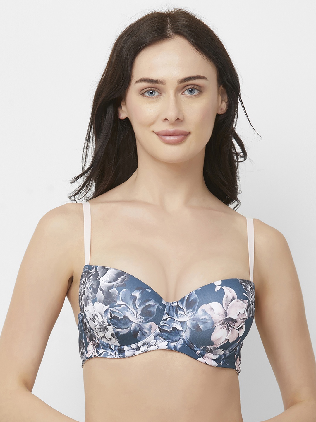 

Soie Navy Blue Printed Underwired Lightly Padded Everyday Bra FB-540PR-2-PR-2