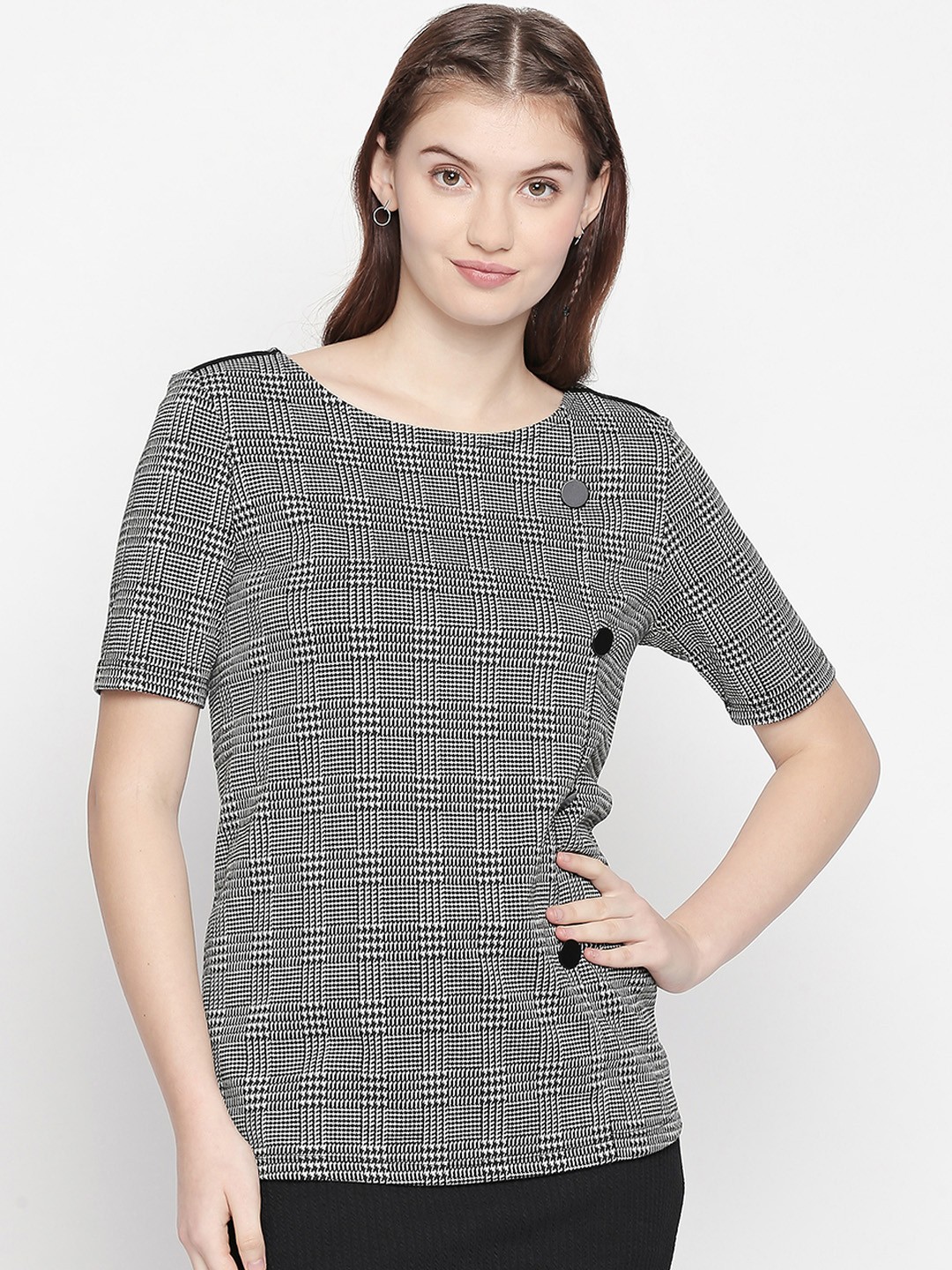 

Annabelle by Pantaloons Women Black & White Checked Top