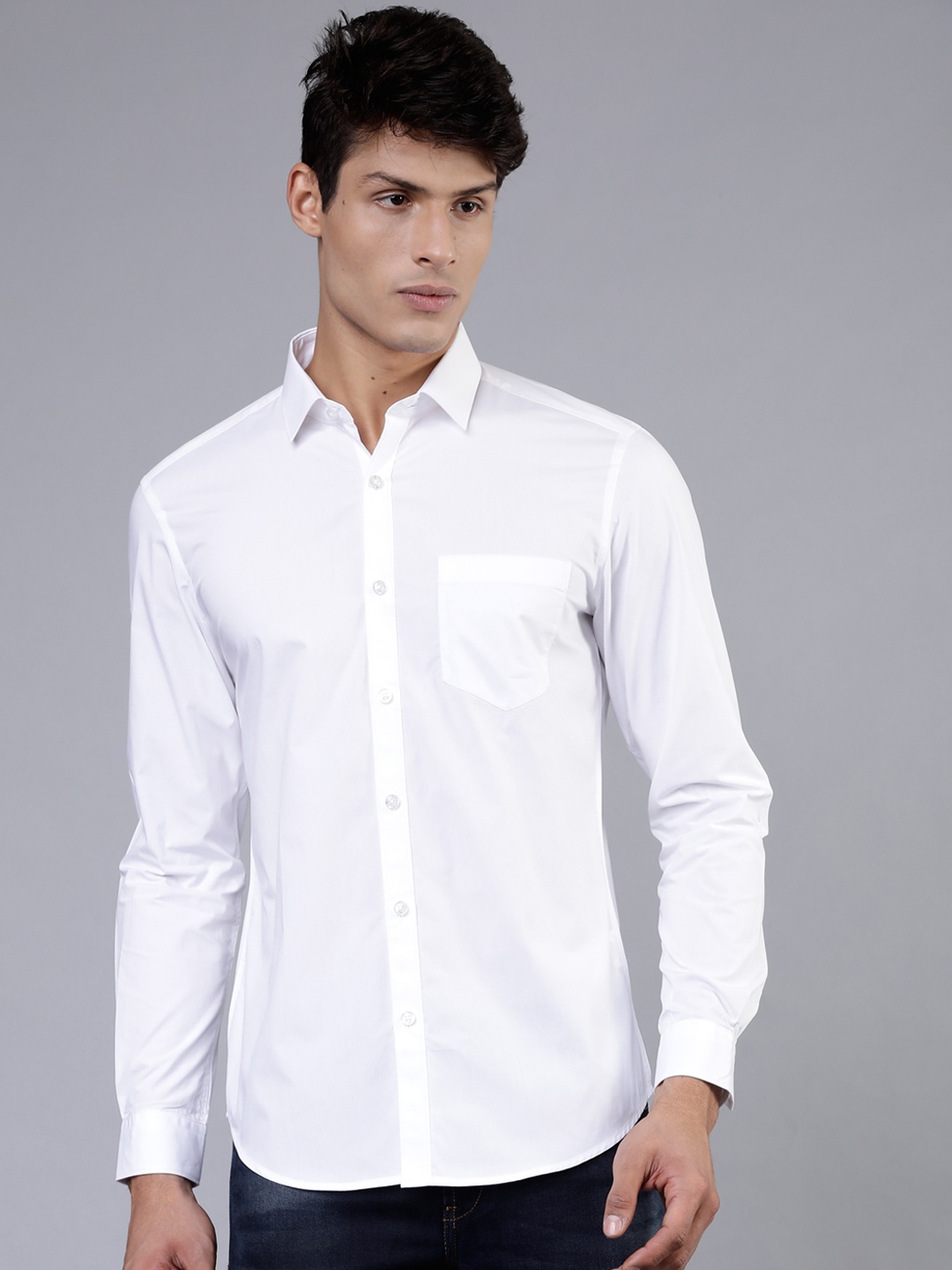 

HIGHLANDER Men White Slim Fit Solid Casual Shirt