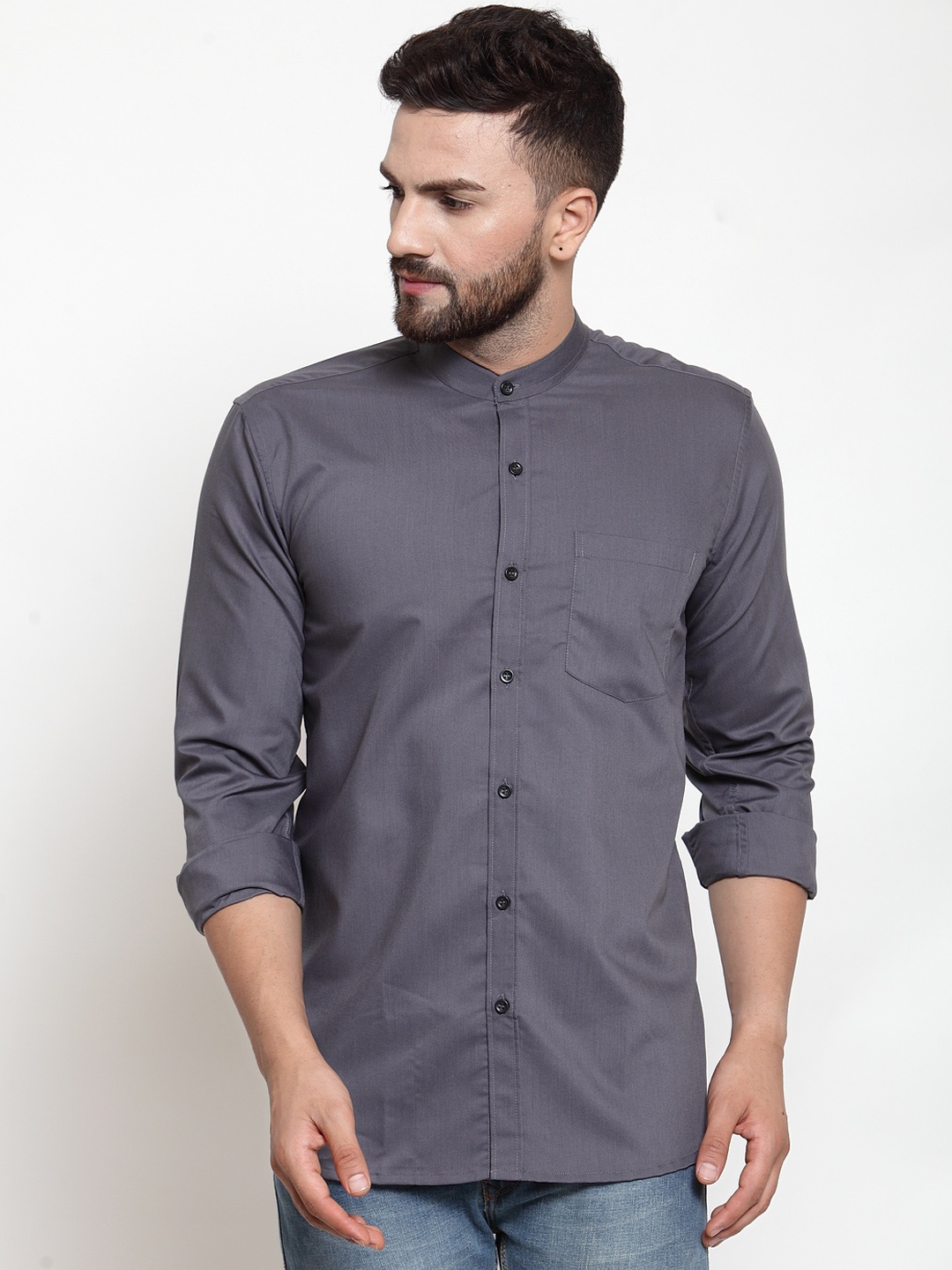 

JAINISH Men Grey Classic Slim Fit Solid Casual Shirt