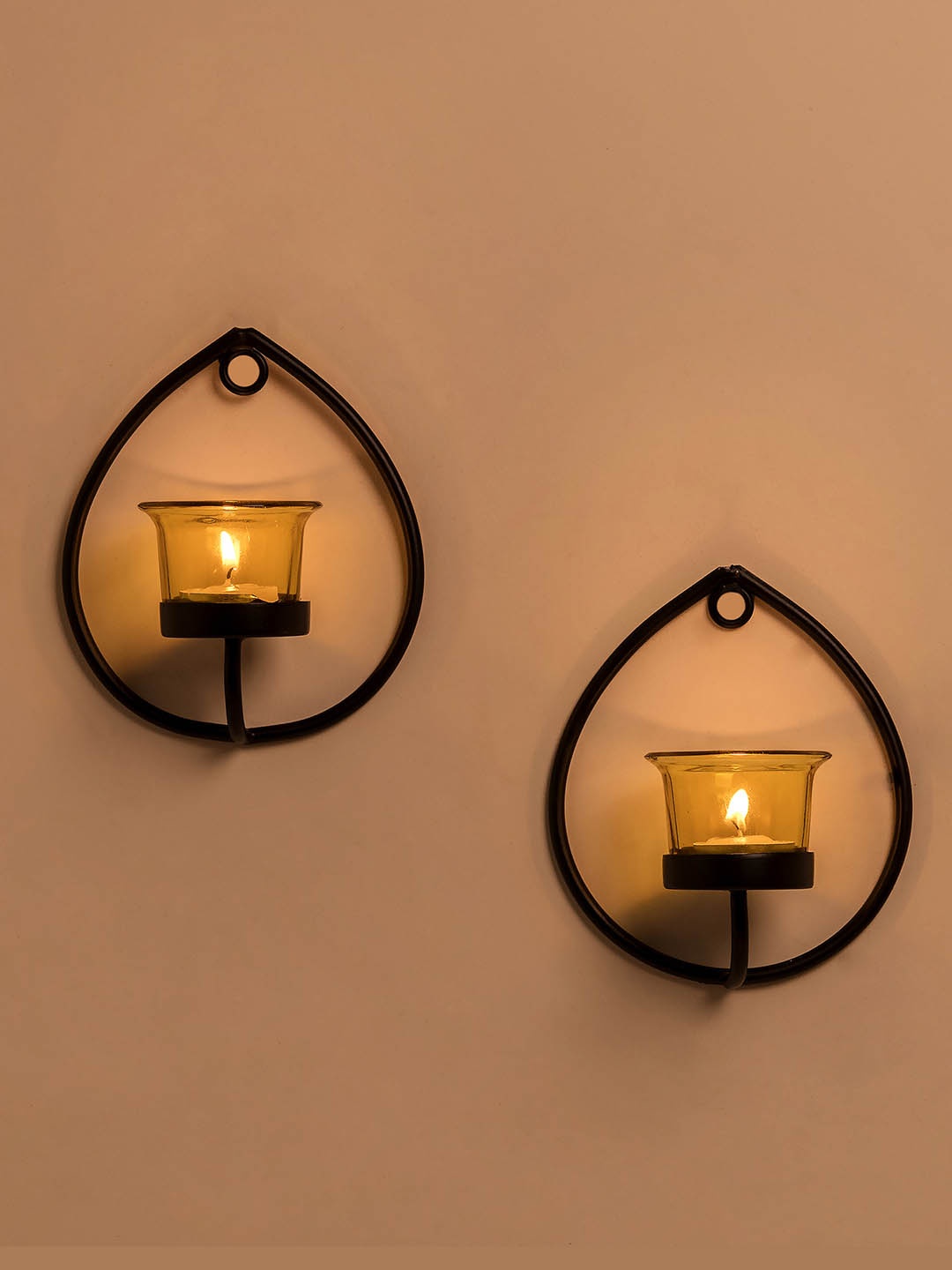 

Homesake Set of 2 Black & Yellow Candle Holders