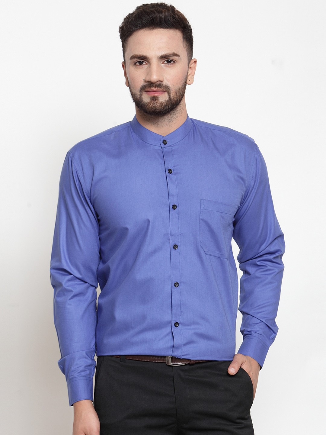 

JAINISH Men Blue Classic Slim Fit Solid Formal Shirt