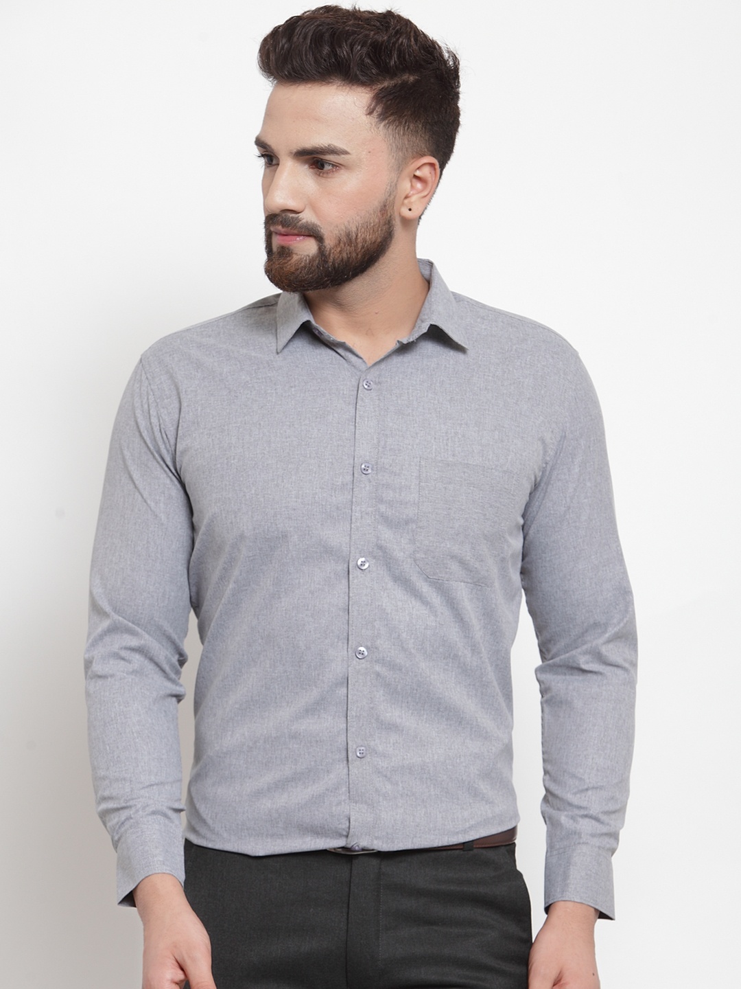 

JAINISH Men Grey Classic Slim Fit Solid Formal Shirt