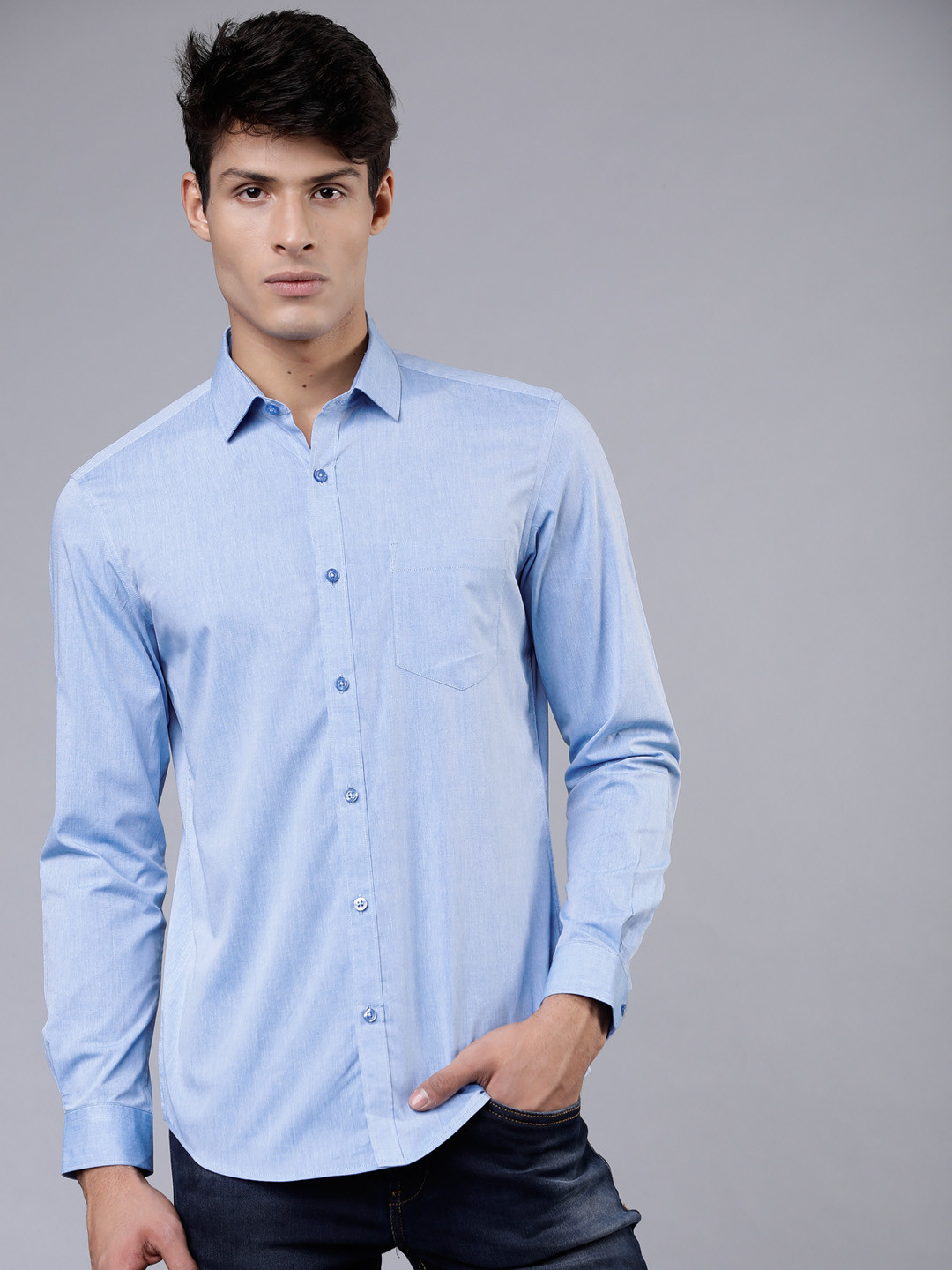 

HIGHLANDER Men Blue Slim Fit Solid Casual Shirt