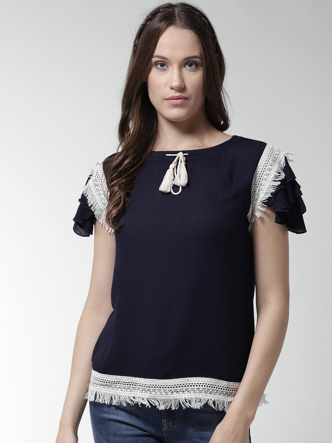 

La Zoire Women Navy Blue Solid Top