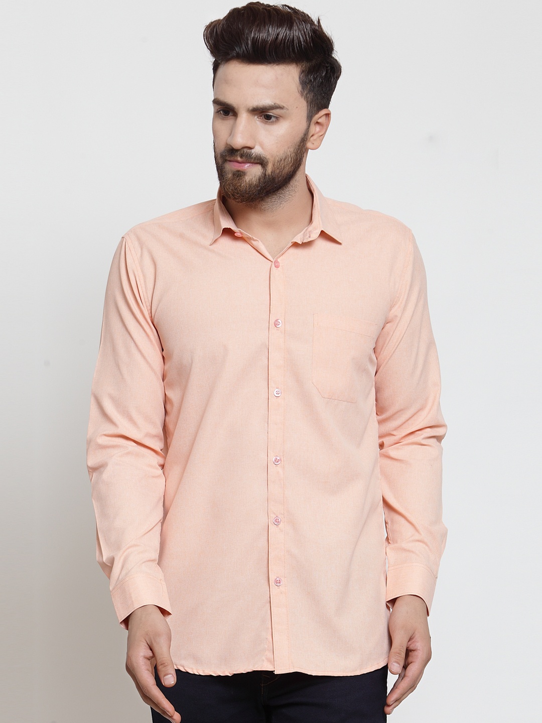 

JAINISH Men Orange Classic Slim Fit Solid Casual Shirt