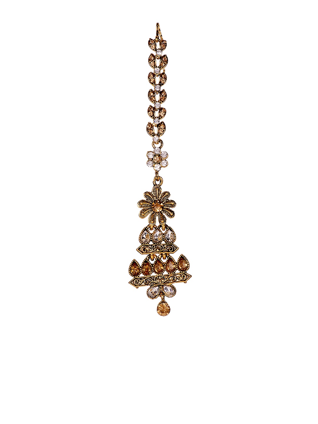 

ANIKAS CREATION Women Gold-Plated & Black Kundan Embellished Maang Tikka