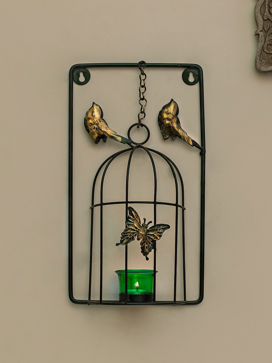 

Homesake Black & Green Butterfly Cage Candle Holder