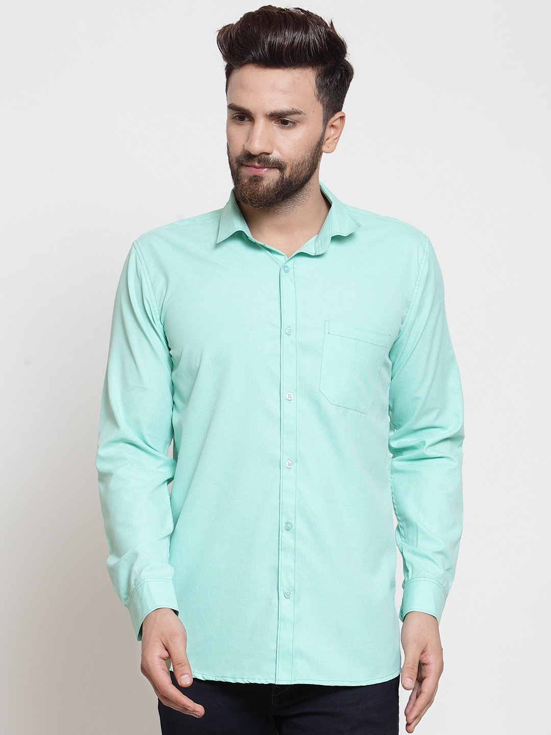 

JAINISH Men Green Classic Slim Fit Solid Casual Shirt