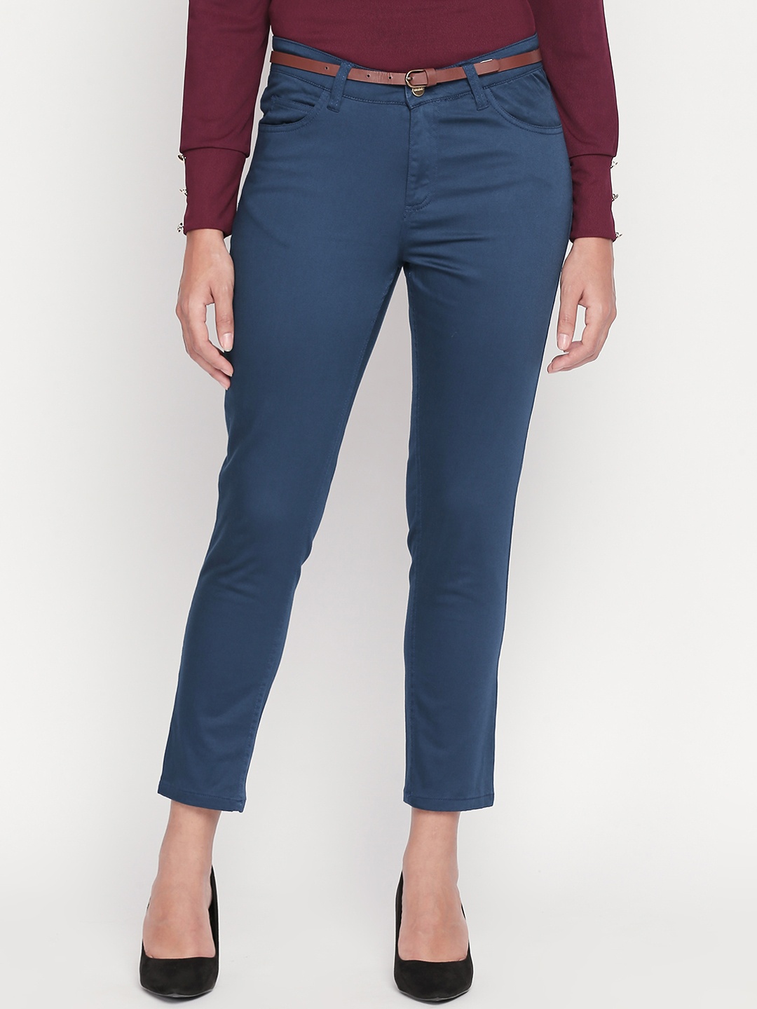 

Annabelle by Pantaloons Women Blue Slim Fit Solid Formal Trousers