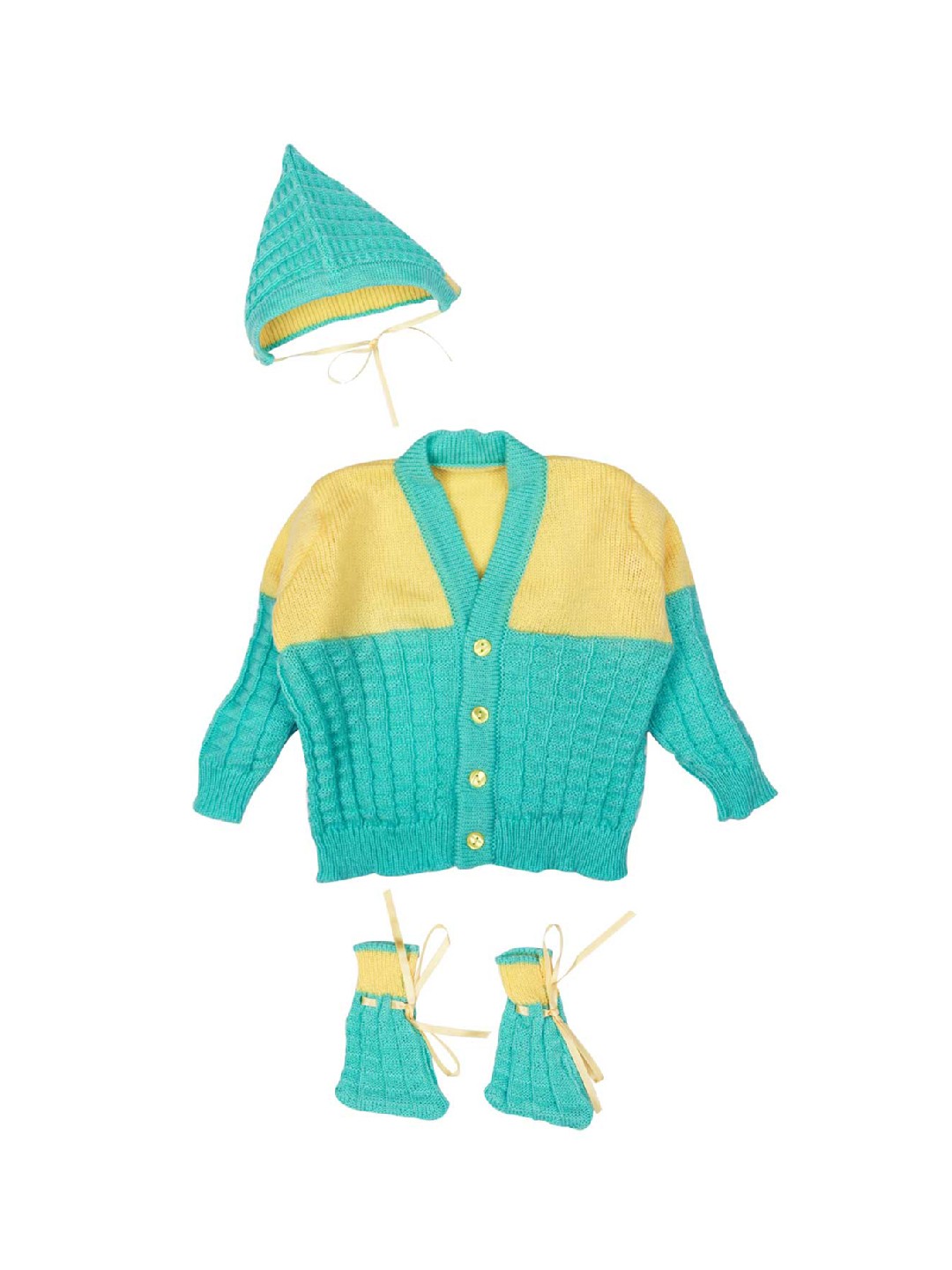

MeeMee Kids Yellow & Green Colourblocked Sweater Set