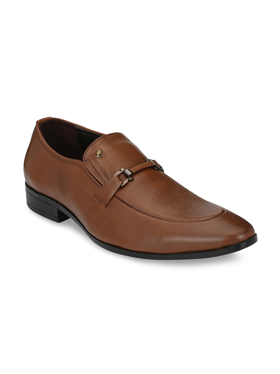 

Alberto Torresi Men Tan Textured Leather Formal Slip-On Shoes