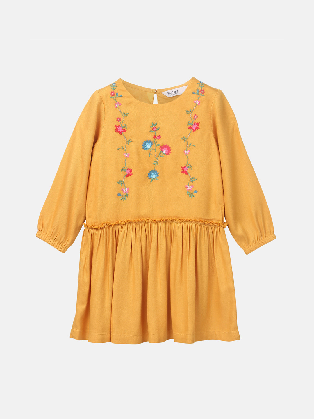 

Beebay Girls Yellow Embroidered A-Line Dress