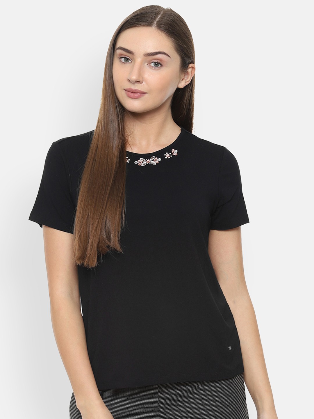 

Allen Solly Woman Women Black Embellished Top