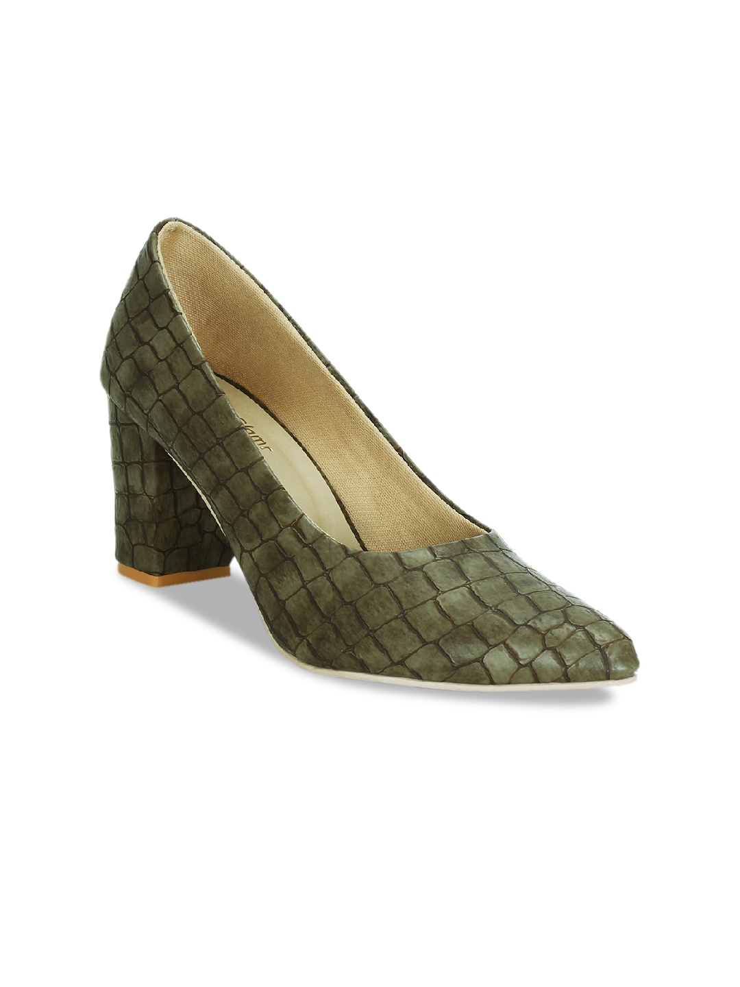 

Get Glamr Women Olive Green Solid Pumps