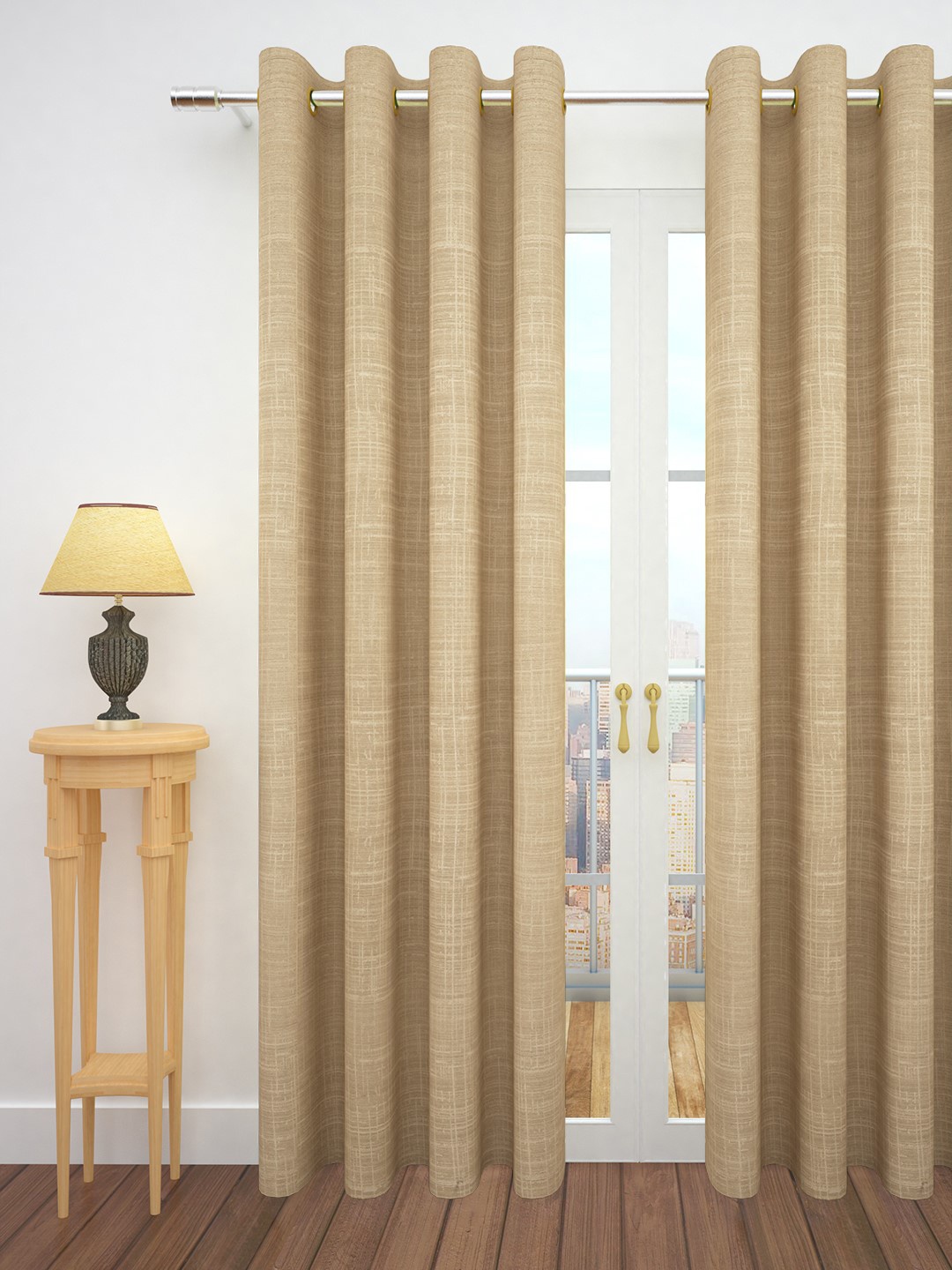 

Story@home Cream-Coloured Jacquard Textured Single Door Curtain