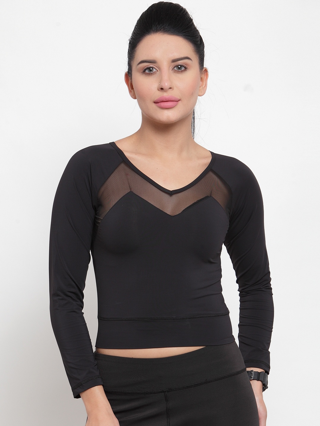 

Boston Club Women Black Solid V-Neck T-shirt