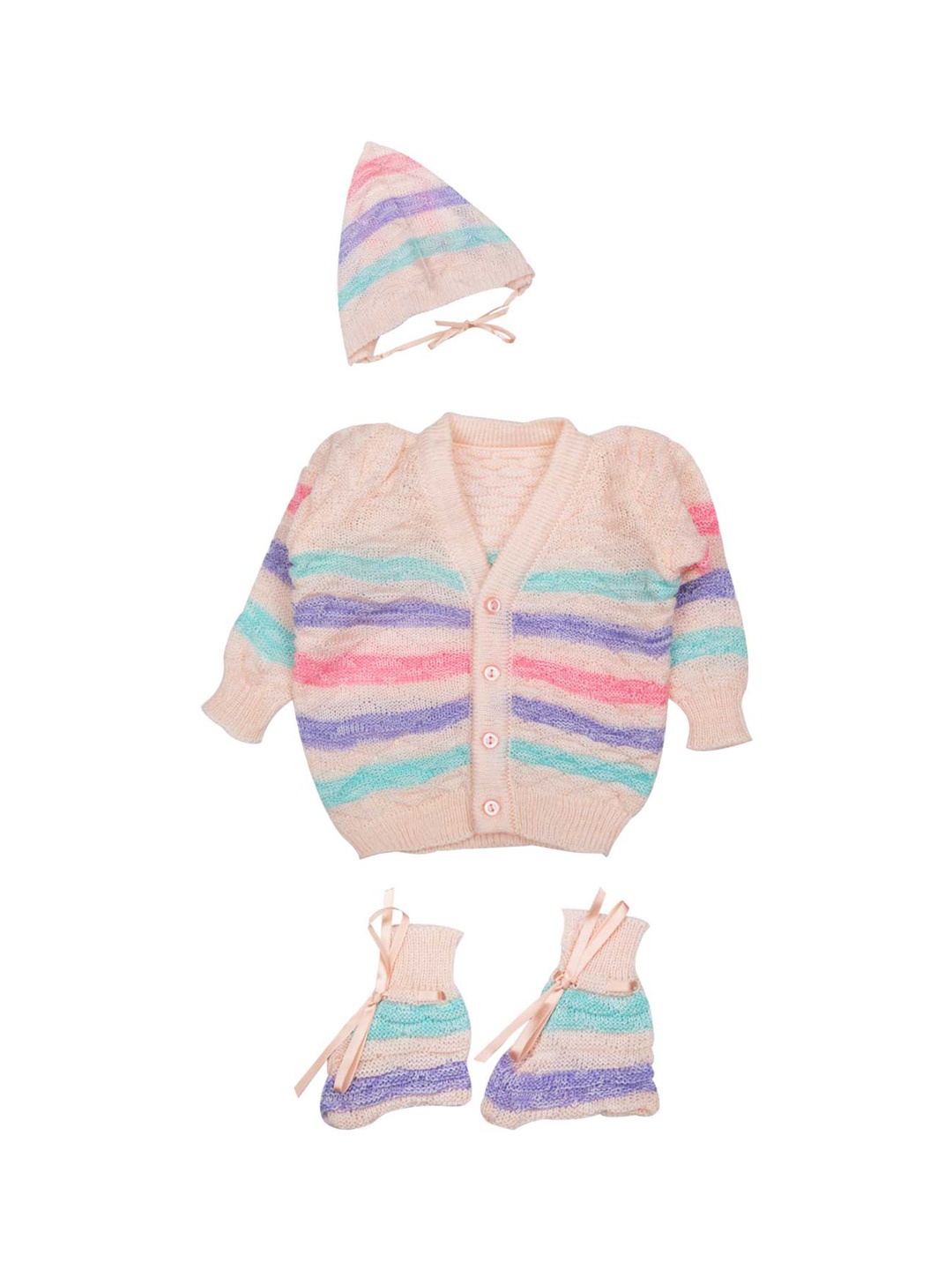 

MeeMee Unisex Peach-Coloured & Multicoloured Self Design Sweater
