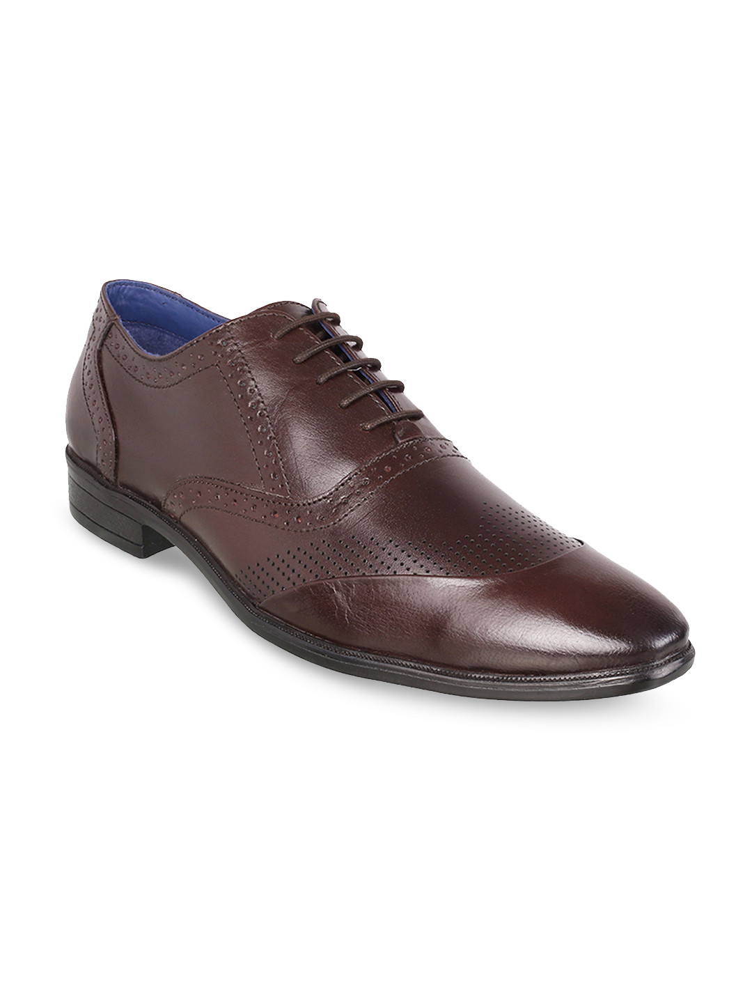 

Metro Men Maroon Solid Leather Formal Oxfords