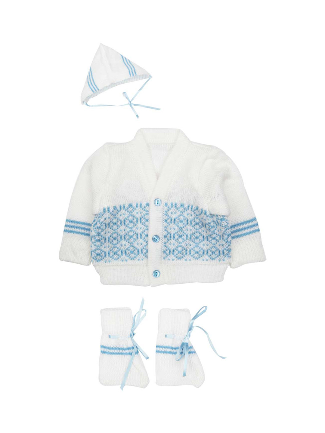 

MeeMee Kids White & Blue Printed Sweater Set