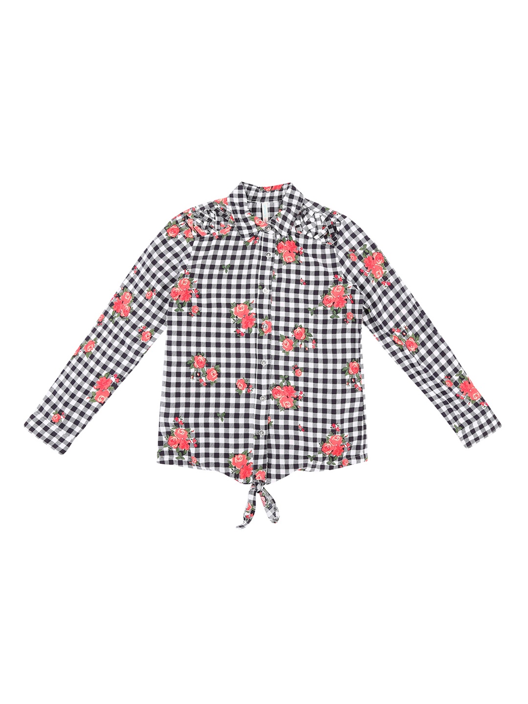 

Pantaloons Junior Girls Black & White Checked Shirt Style Top