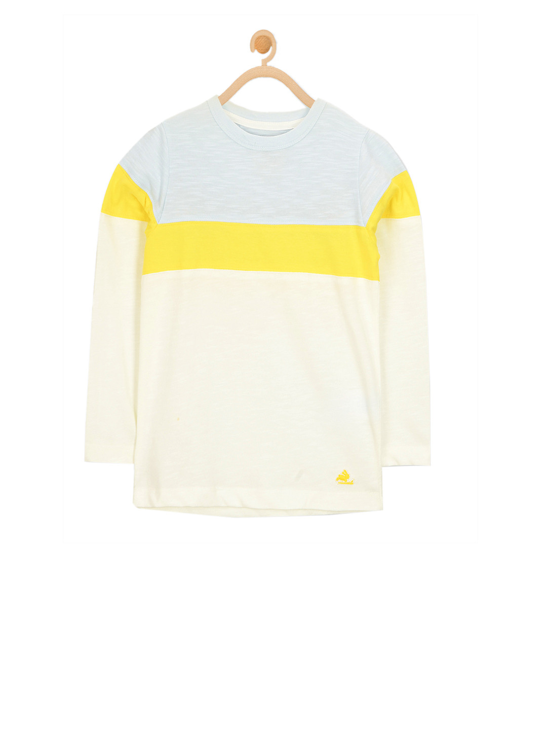 

Cherry Crumble Kids Yellow & Grey Colourblocked Round Neck T-shirt