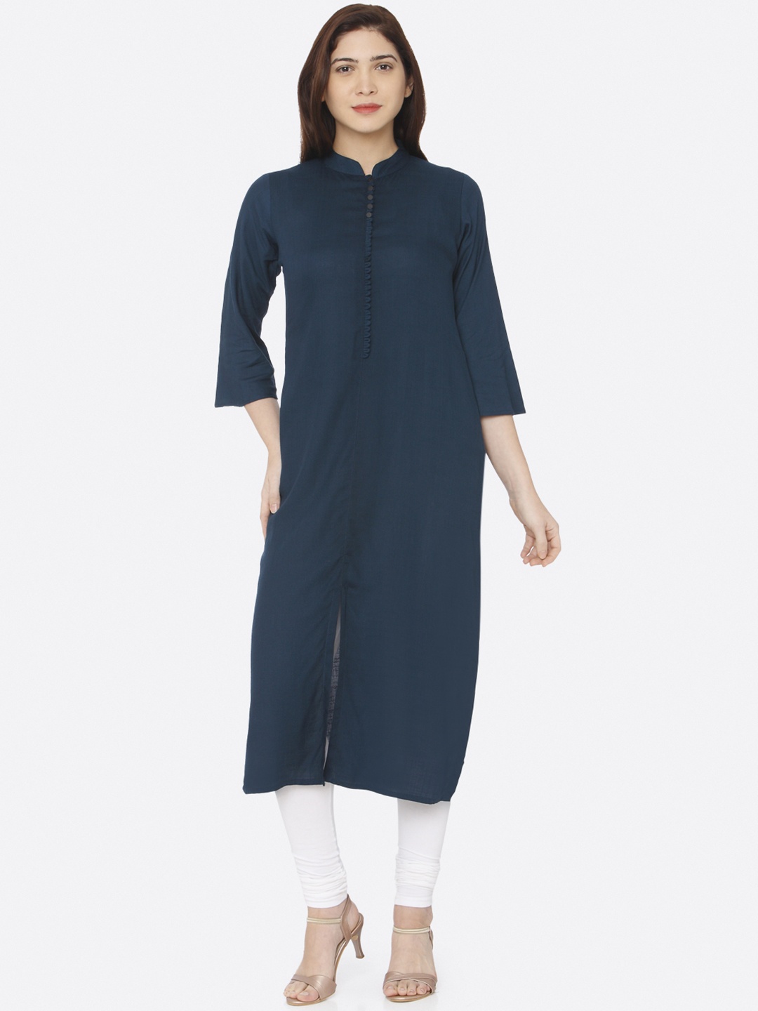 

RAISIN Women Blue Solid Straight Kurta