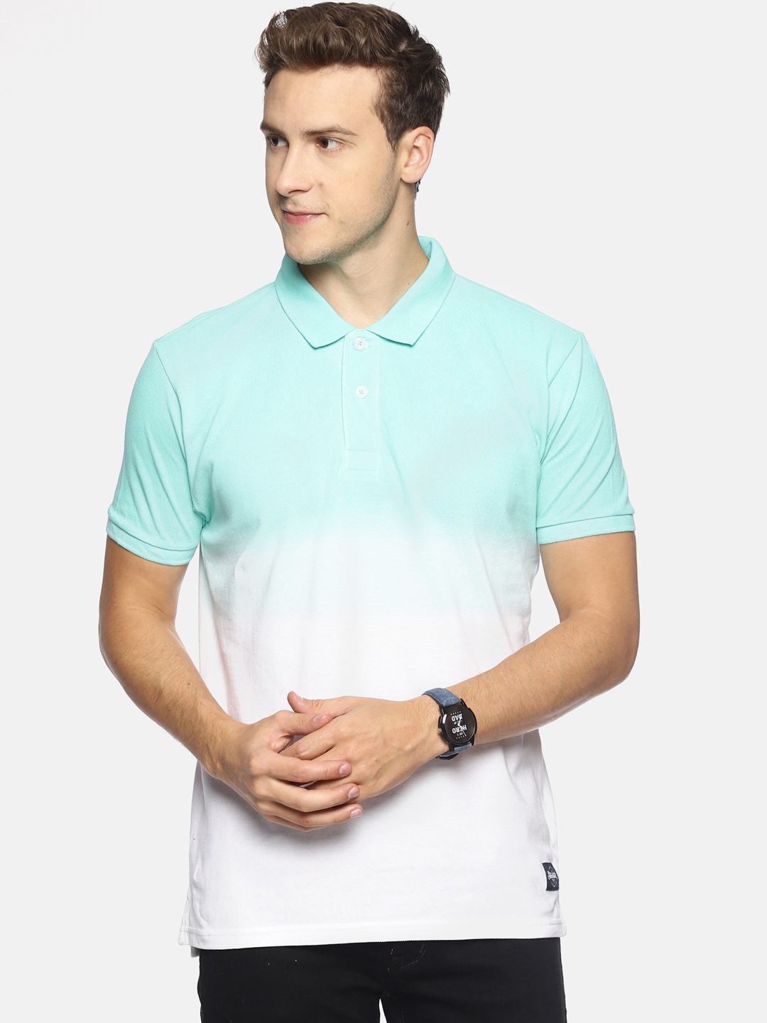 

Steenbok Men White Colourblocked Polo Collar T-shirt