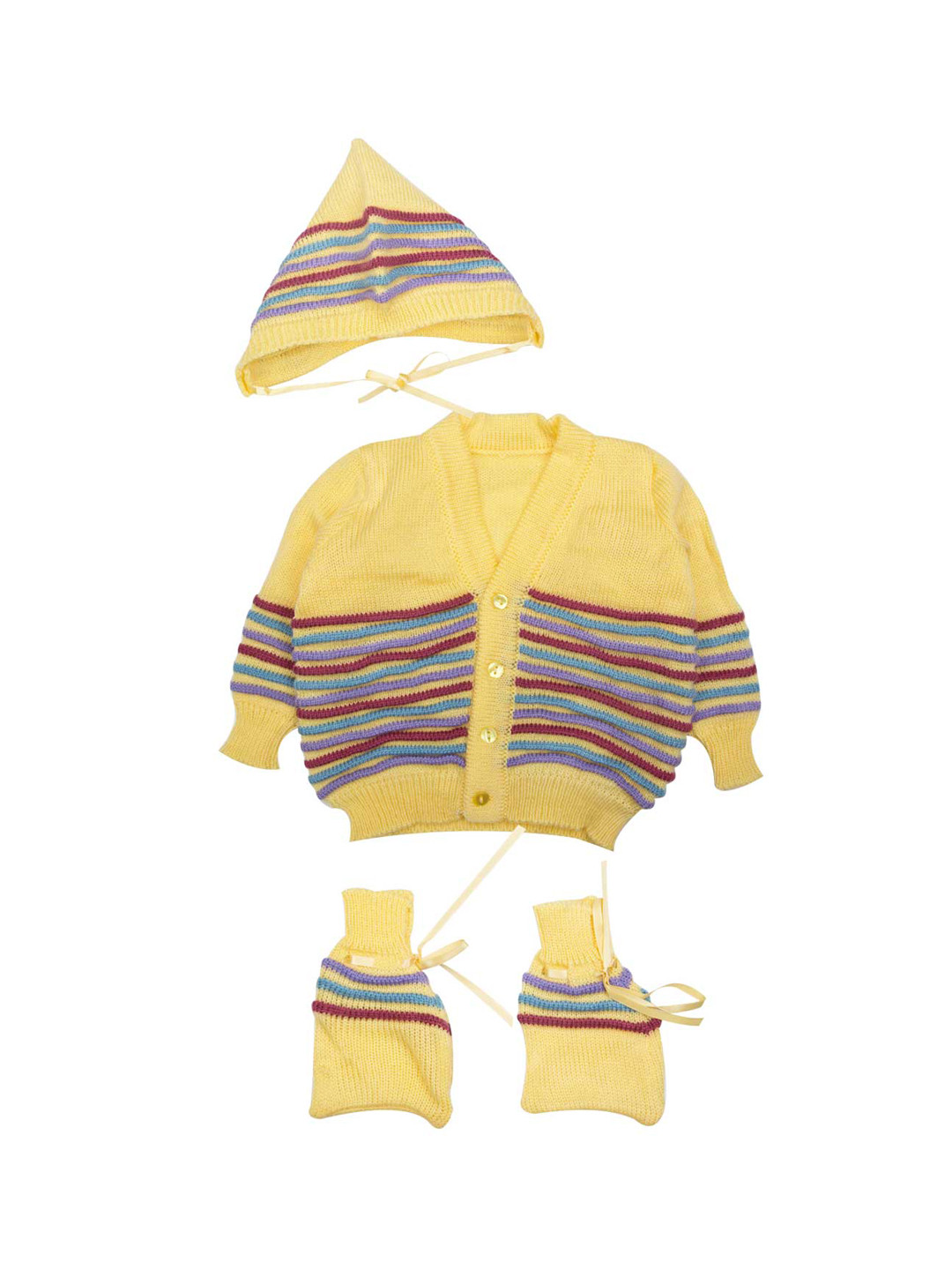 

MeeMee Unisex Yellow Self Design Sweater
