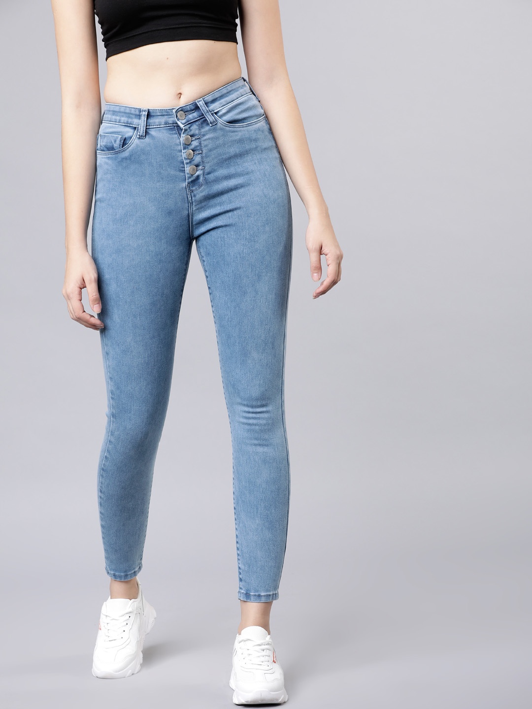 Tokyo Talkies Women Blue Super Skinny Fit Mid-Rise Clean Look Stretchable Jeans