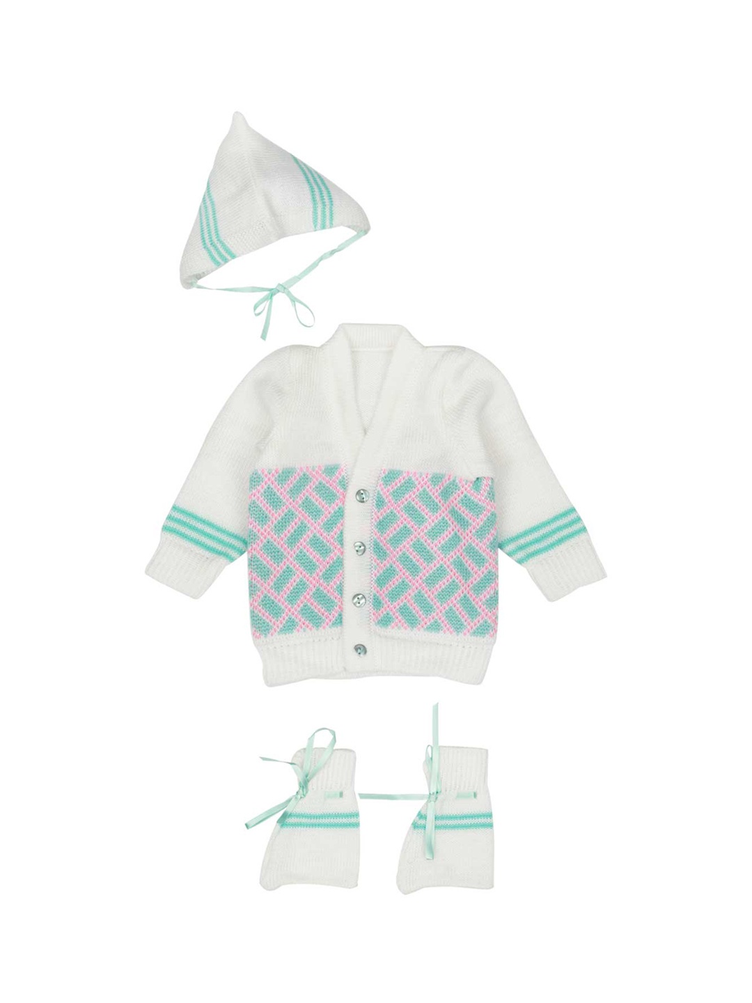 

MeeMee Kids White & Pink Printed Sweater Set