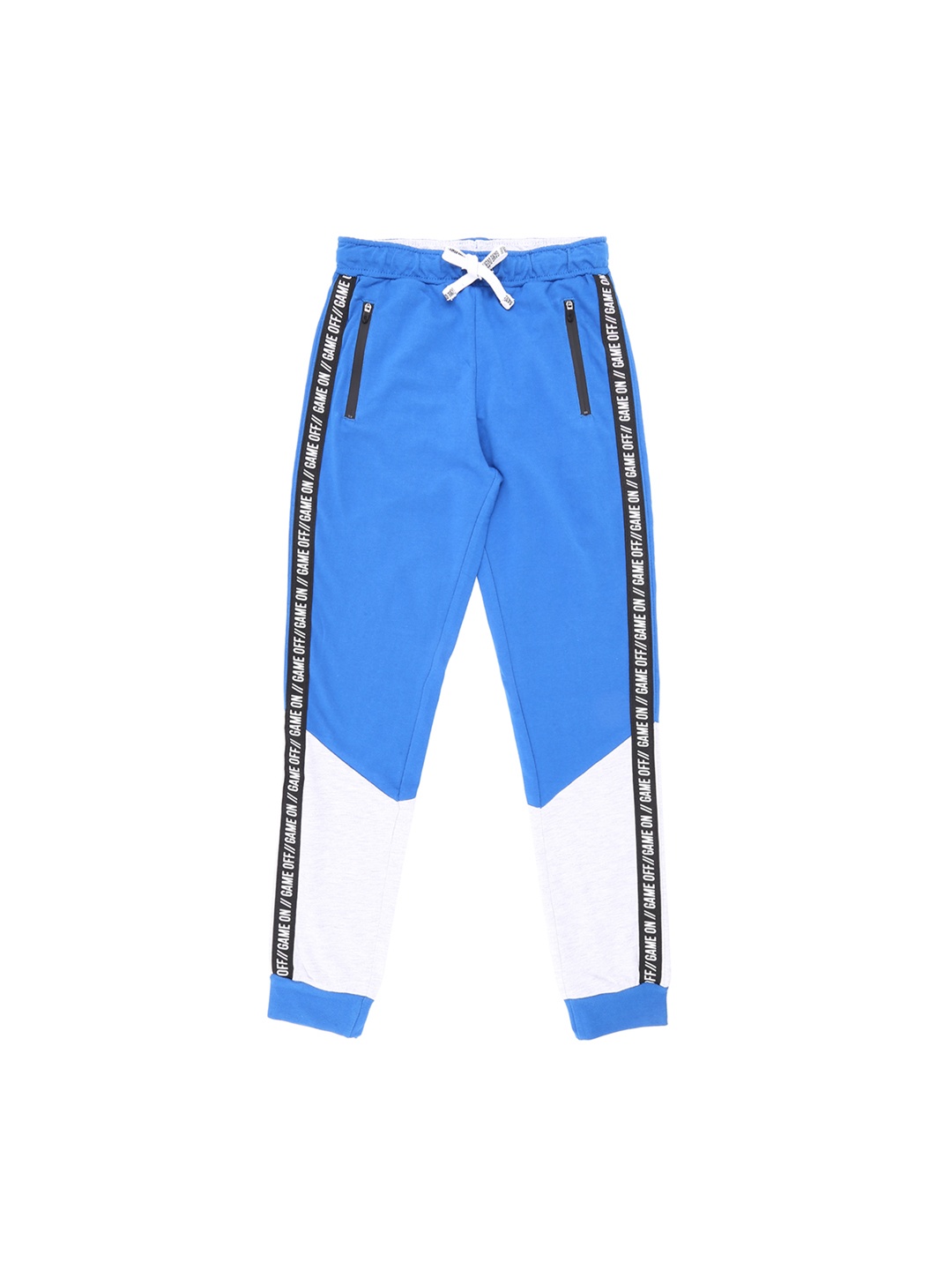

Pantaloons Junior Boys Blue & White Colourblocked Straight-Fit Joggers
