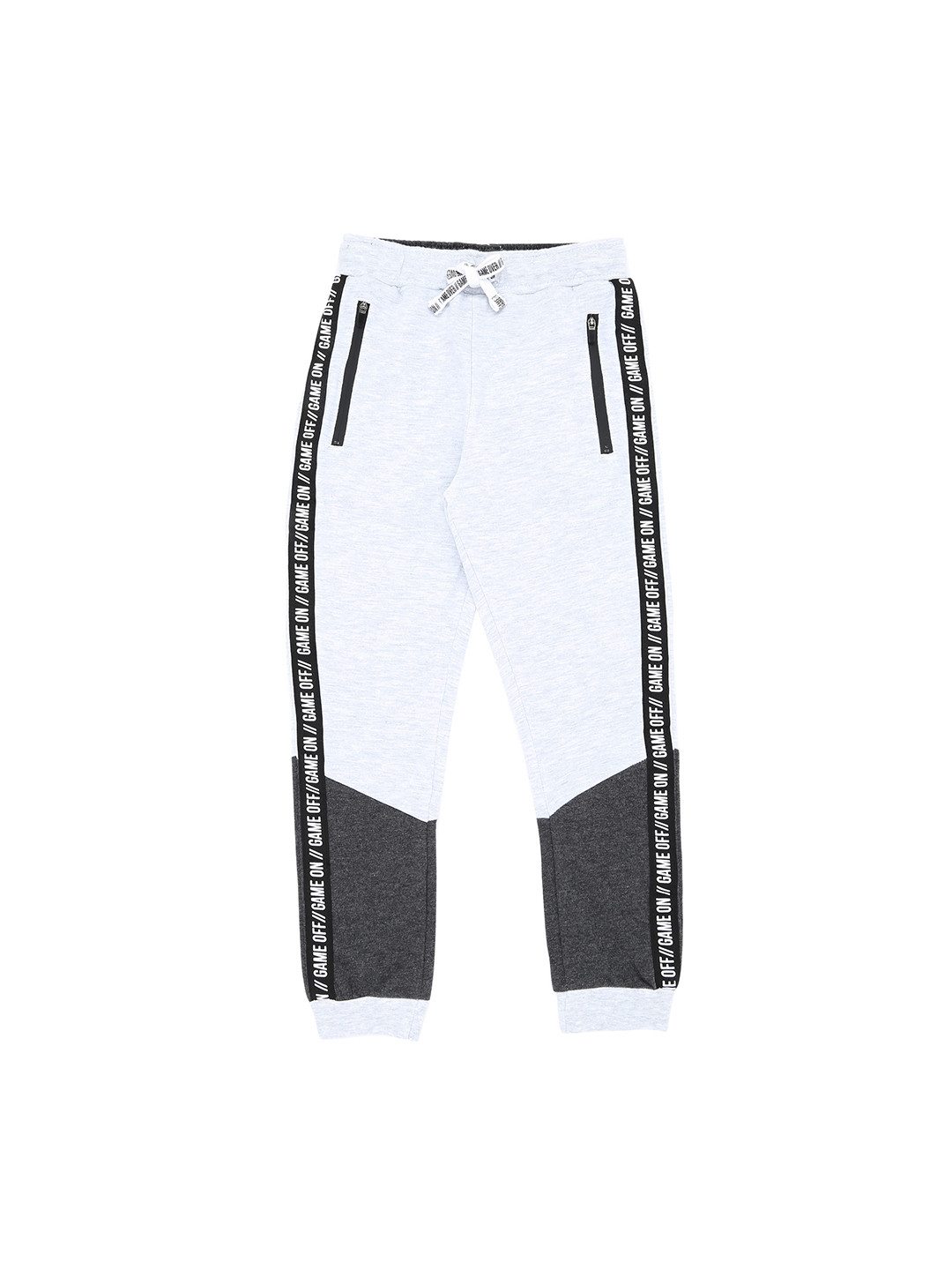 

Pantaloons Junior Boys White & Grey Colourblocked Straight-Fit Joggers