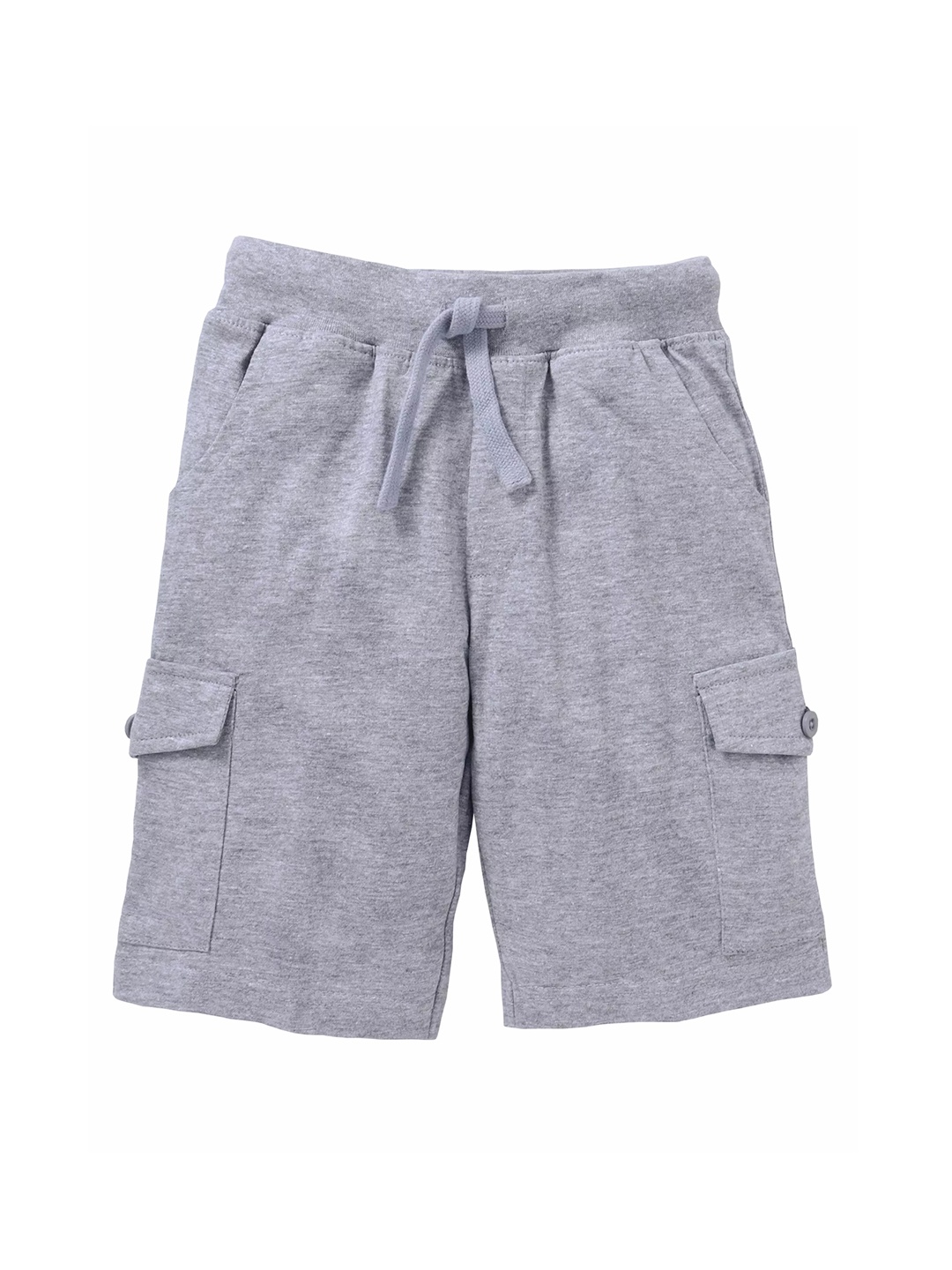 

KiddoPanti Boys Grey Melange Solid Regular Fit Knitted Cargo Shorts