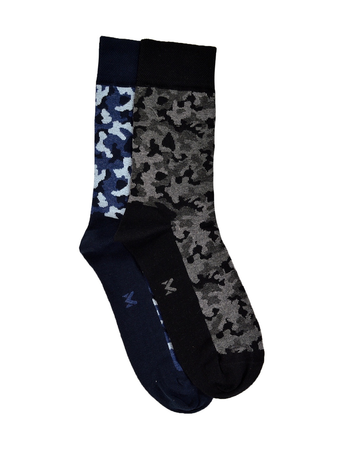 

VINENZIA Men Pack of 2 Camouflage Pattern Calf-Length Socks, Black
