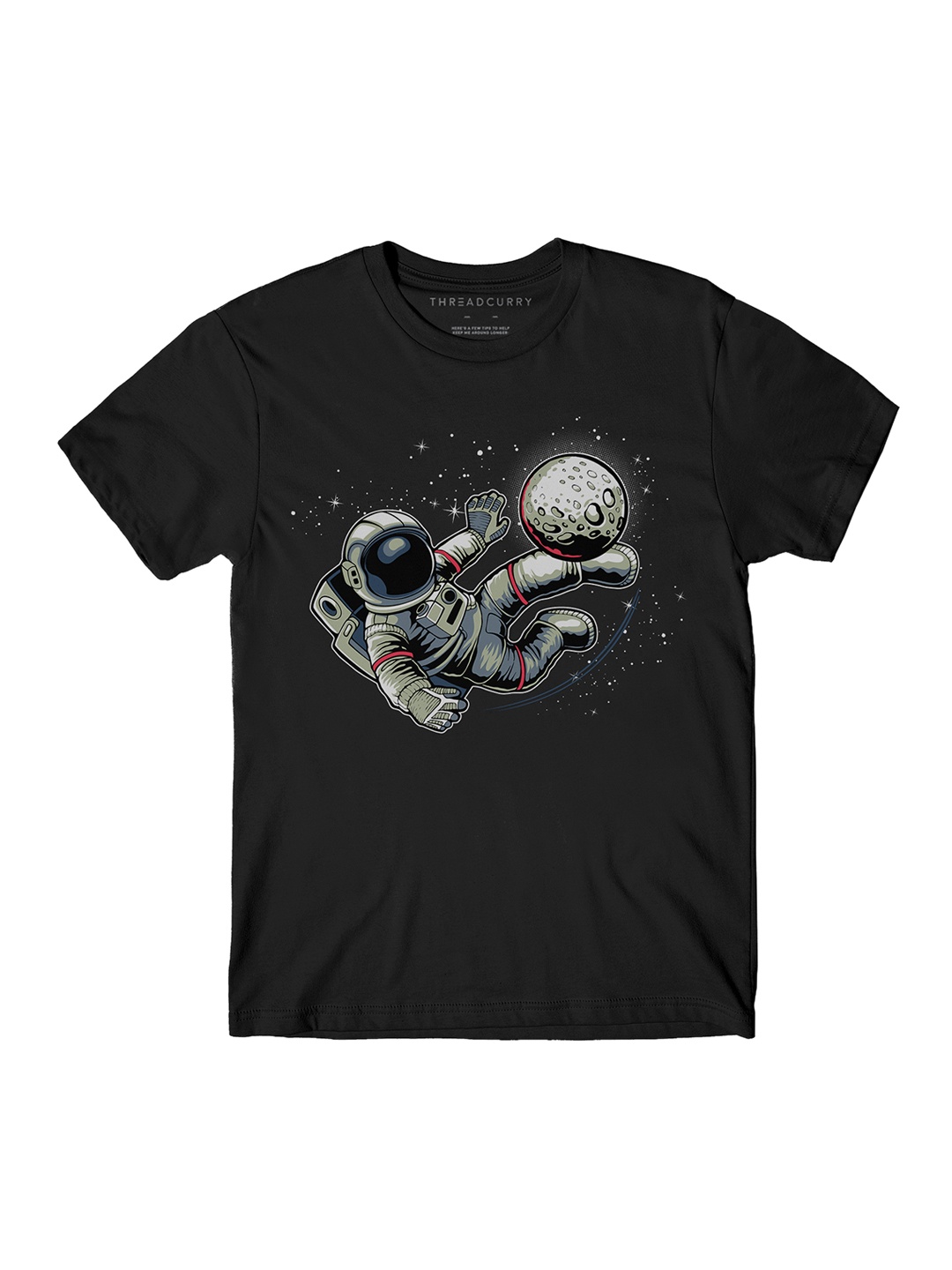 THREADCURRY Boys Black Printed Round Neck T-shirt