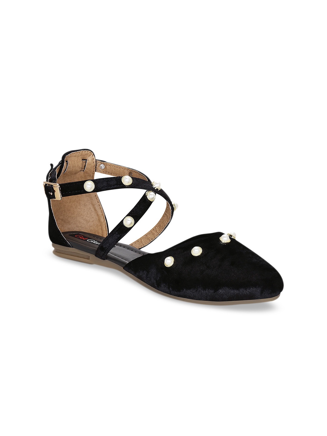 

Get Glamr Women Black Solid Synthetic Suede Ballerinas